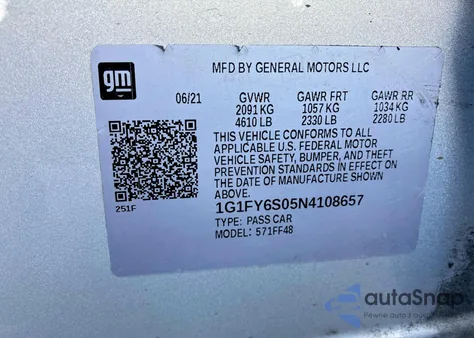 2022 Chevrolet Bolt Euv Lt z USA, uszkodzony, nr VIN 1G1FY6S05N4108657